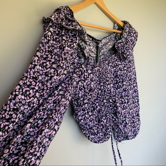 NWT ZARA Purple Cropped Off-the-shoulder top - Picture 5 of 7